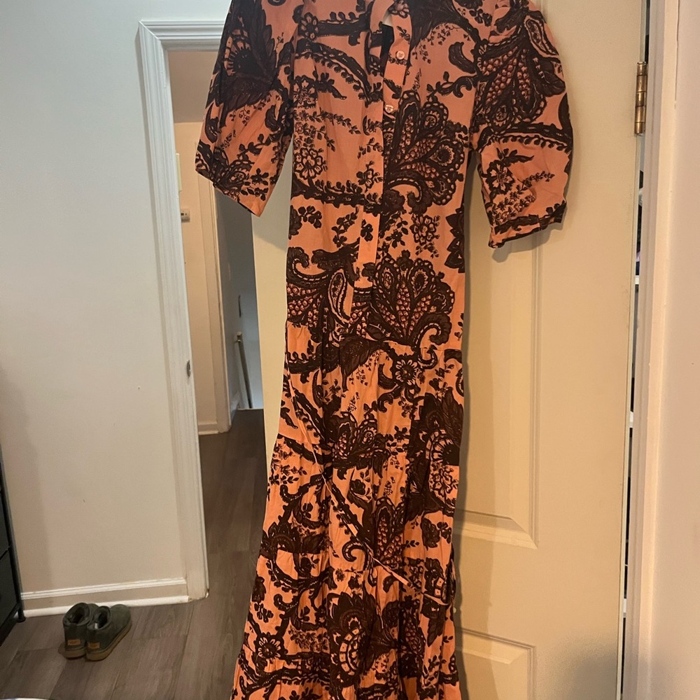 H&M Long Sleeve Paisley Dress - Brown and Pink